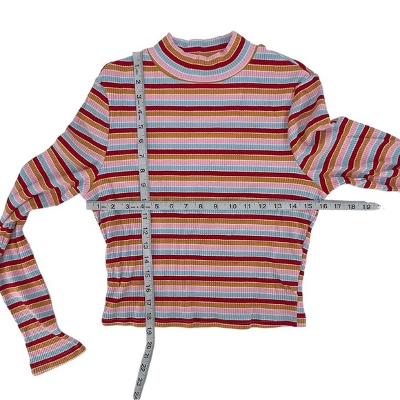SHEIN Long Sleeve Multi Striped Mock Turtleneck Shirt Size XL Women’s - Picture 4 of 5